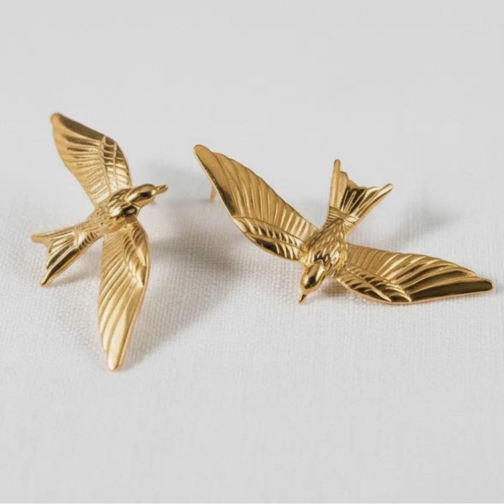 Gold Bird Earrings (2702) - Picture 3 of 3
